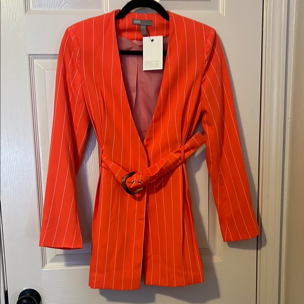 Coral Striped ASOS Blazer with belt